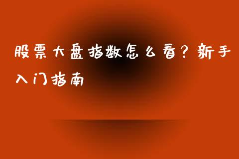 股票大盘指数怎么看？新手入门指南_https://m.15771688.com_期货开户_第1张
