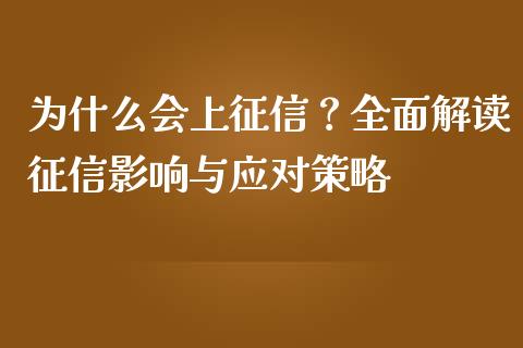 为什么会上征信？全面解读征信影响与应对策略_https://m.15771688.com_期货手续费_第1张