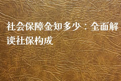 社会保障金知多少：全面解读社保构成_https://m.15771688.com_美国道指_第1张