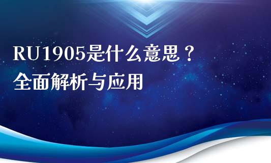 RU1905是什么意思？全面解析与应用_https://m.15771688.com_期货手续费_第1张