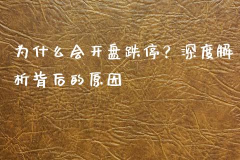 为什么会开盘跌停？深度解析背后的原因_https://m.15771688.com_期货开户_第1张